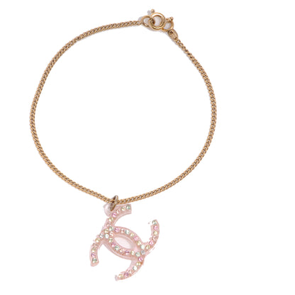 Chanel Translucent Resin Crystal CC Bracelet Pink Multicolor 1 of 6