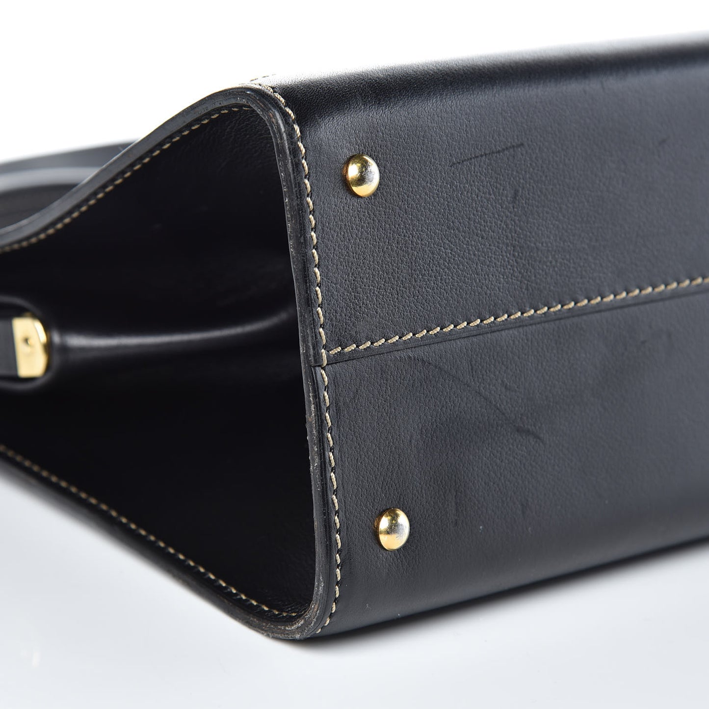 Calfskin Evasion Top Handle Frame Bag Black