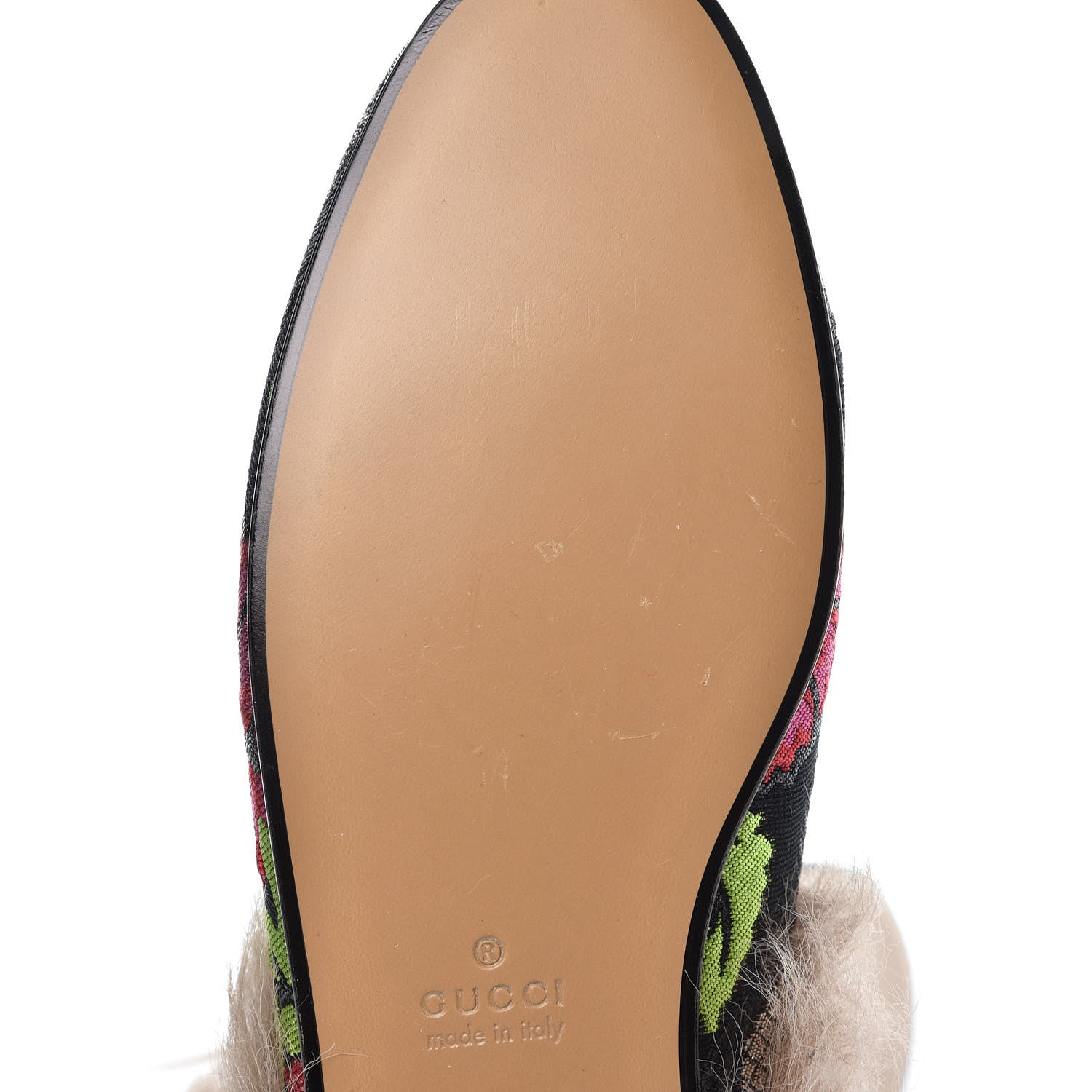 Gucci Brocade Fur Floral Womens Princetown Slippers 40 Black Anthracite 8 of 9