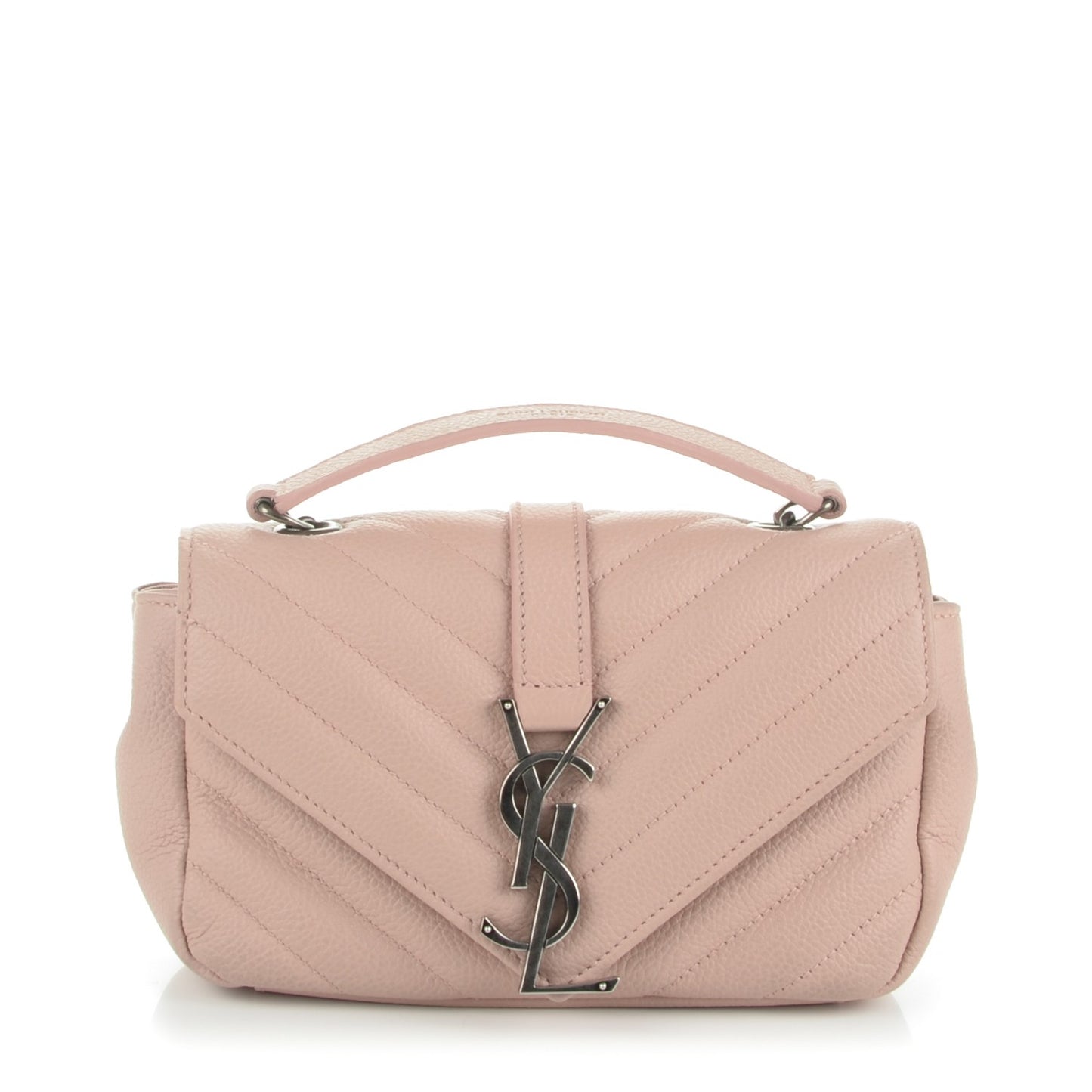 Grained Calfskin Matelassé Chevron Monogram Classic Baby Chain Bag Pale Pink