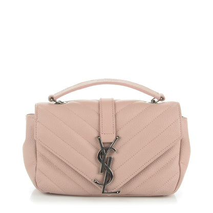 Saint Laurent Grained Calfskin Matelassé Chevron Monogram Classic Baby Chain Bag Pale Pink 1 of 7