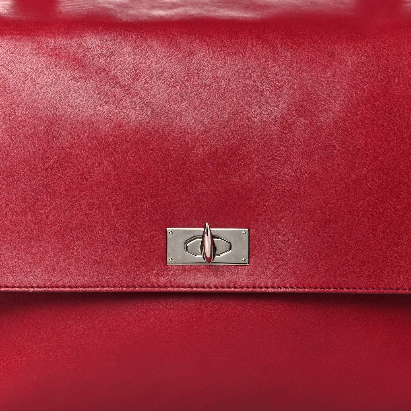 Lambskin Medium Shark Lock Satchel Red