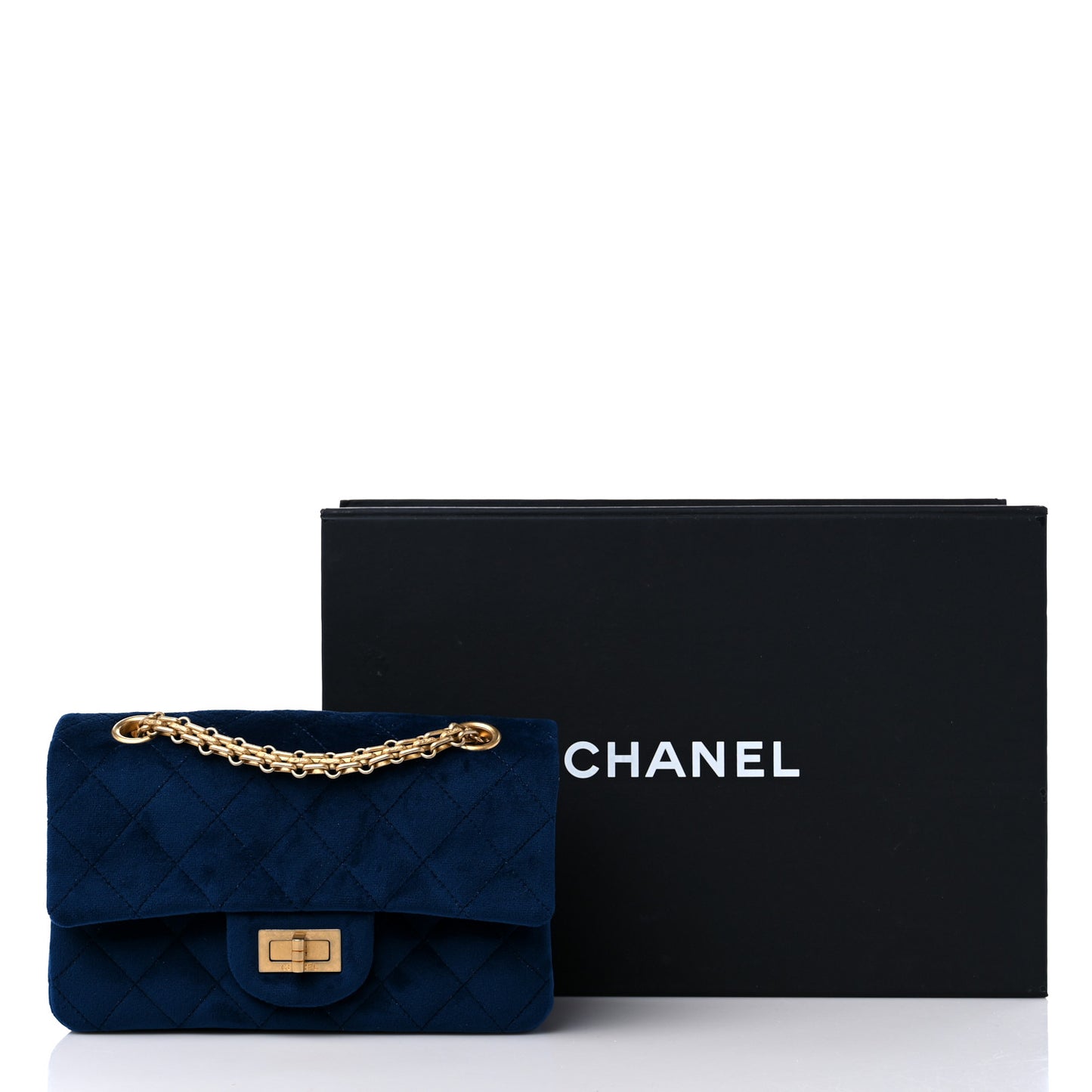 Velvet Quilted Mini 2.55 Reissue Flap Blue