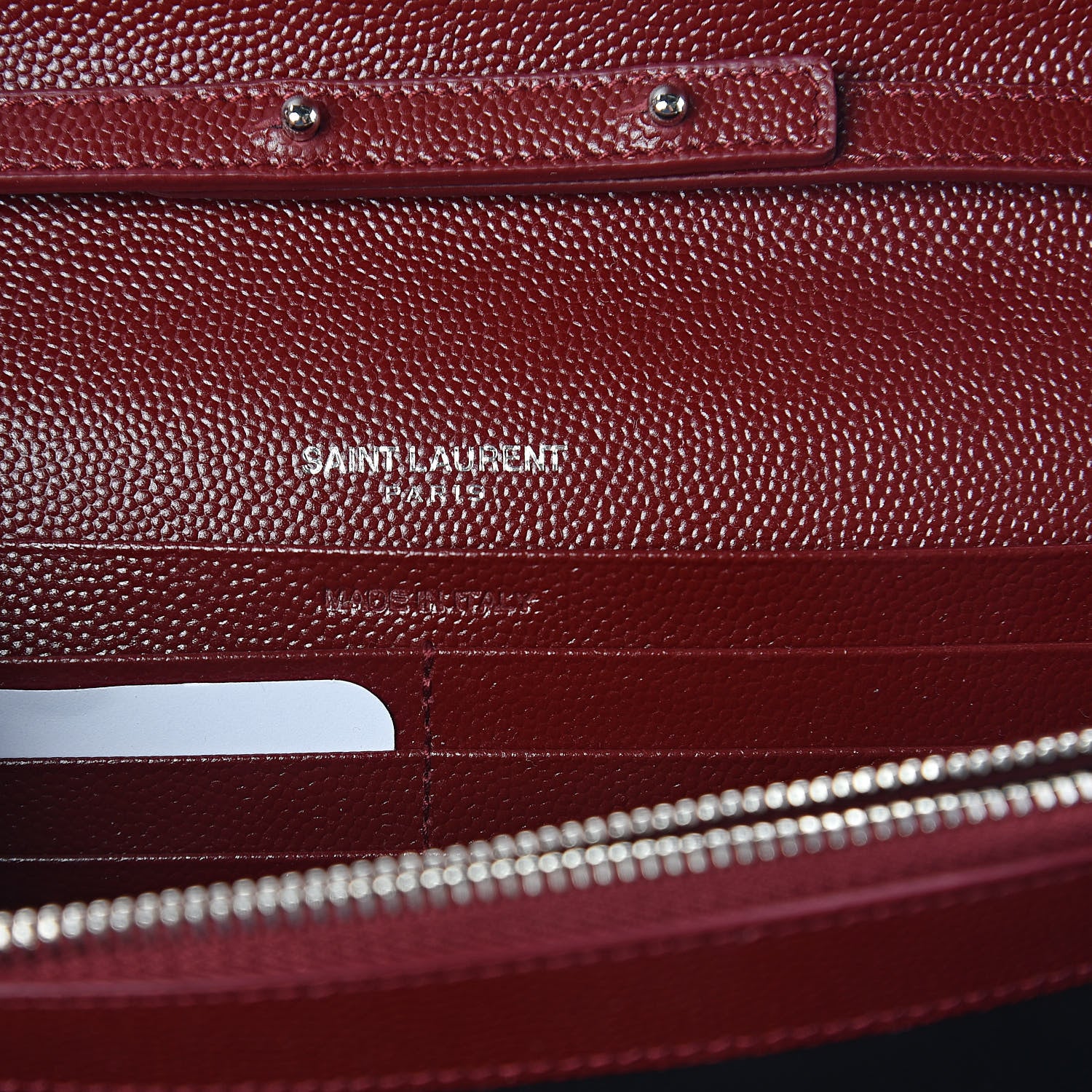Saint Laurent Grain De Poudre Matelasse Chevron Monogram Chain Wallet Palissandre 6 of 8