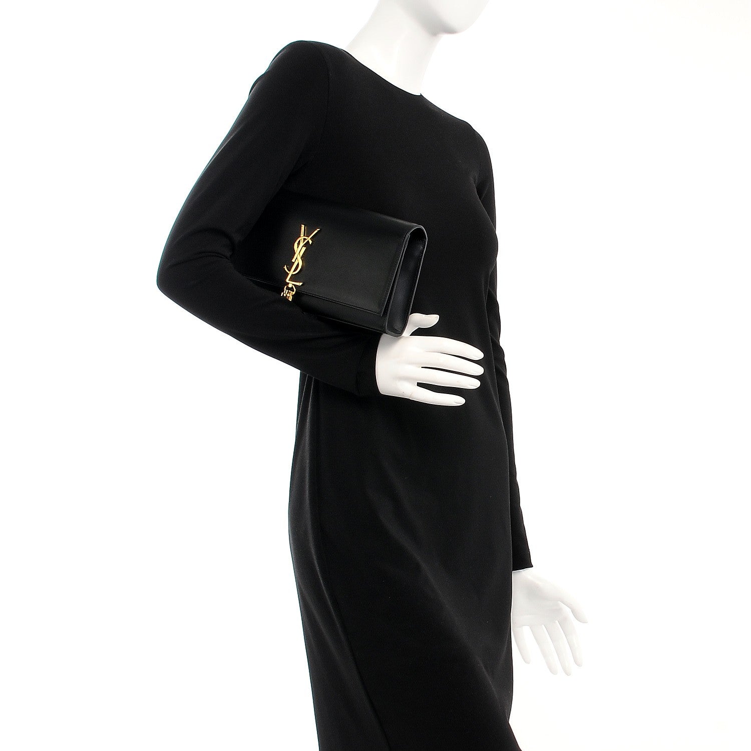 Saint Laurent Calfskin Classic Monogram Tassel Clutch Black 2 of 6