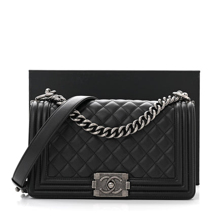 Chanel Lambskin Quilted Medium Boy Flap Black 11 of 11