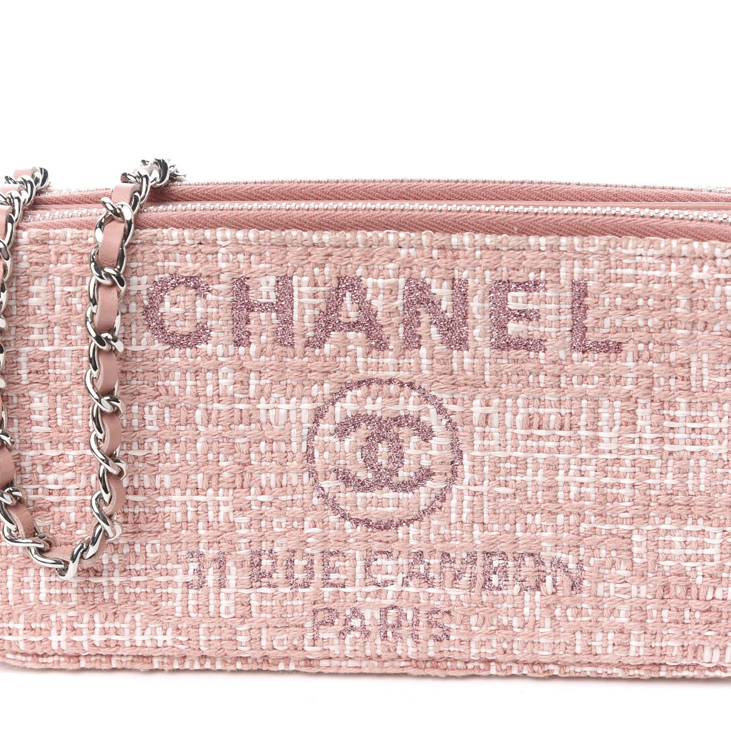 Canvas Small Deauville Clutch With Chain Pink