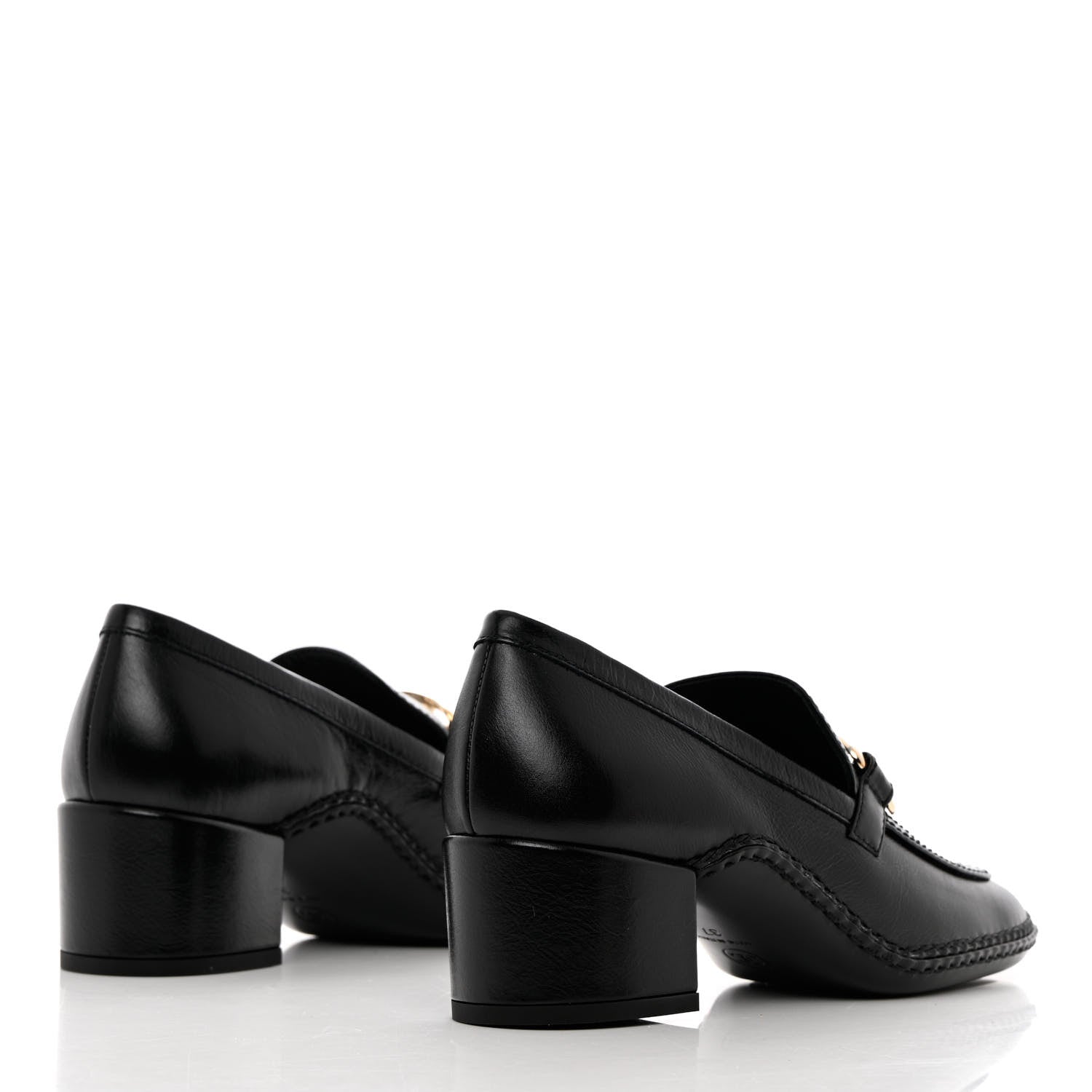 Chanel Shiny Calfskin Metal CC Loafers 37 Black 4 of 9
