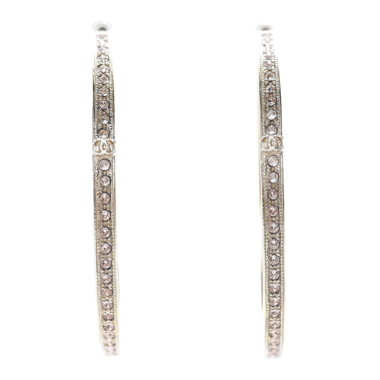 Crystal CC Hoop Earrings Pale Pink Gold