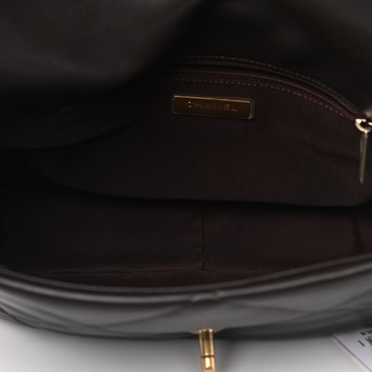 Lambskin Quilted Large Chanel 19 Flap Dark Brown