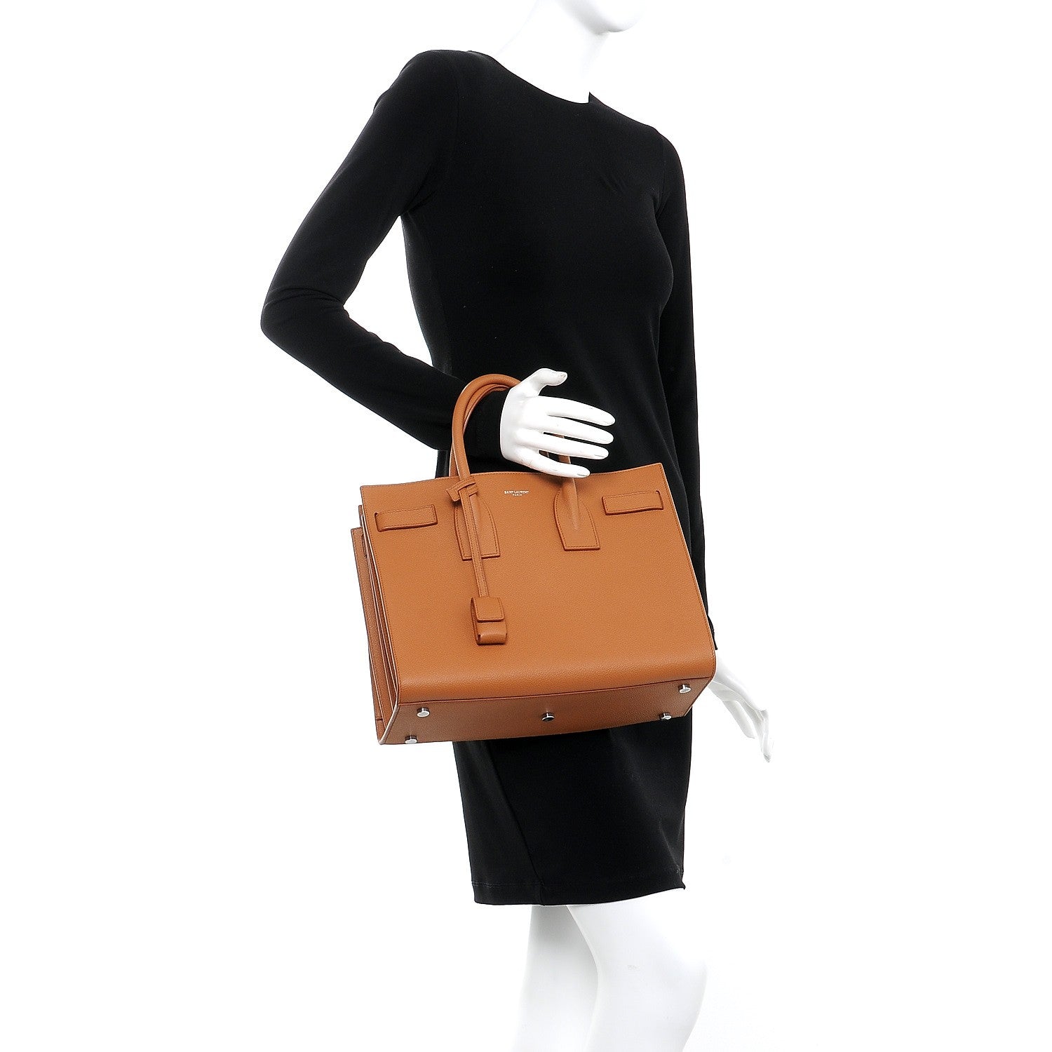 Saint Laurent Grained Calfskin Small Sac de Jour Saddle Brown 3 of 8