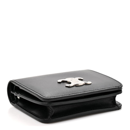 Celine Shiny Calfskin Triomphe Compact Wallet Black 4 of 10