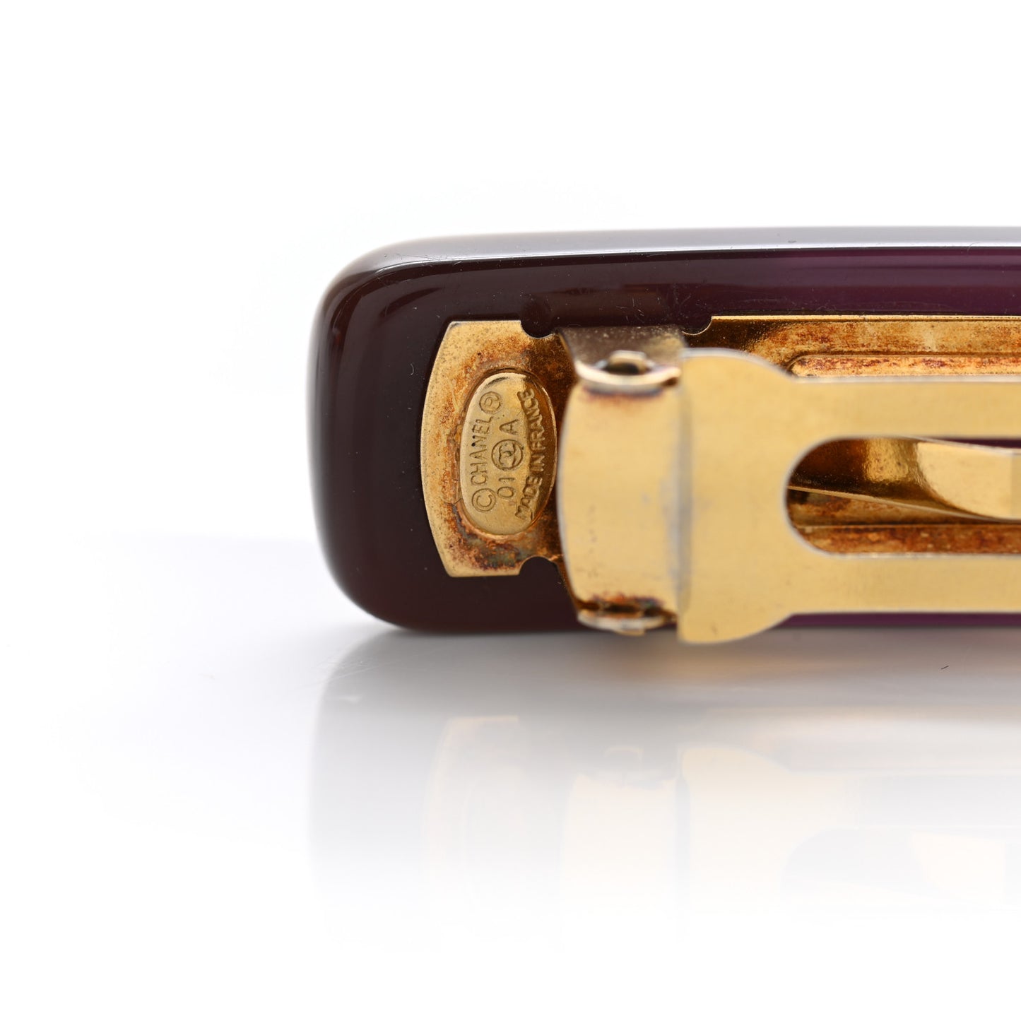 Resin Logo Hair Clip Barrette Brown