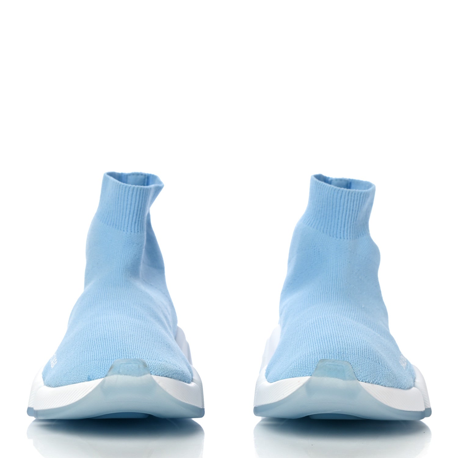 Balenciaga Technical 3D Recycled Knit Bi-Color Womens Speed 2.0 Transparent Sole Sneakers 36 Blue White Transparent Blue 2 of 10
