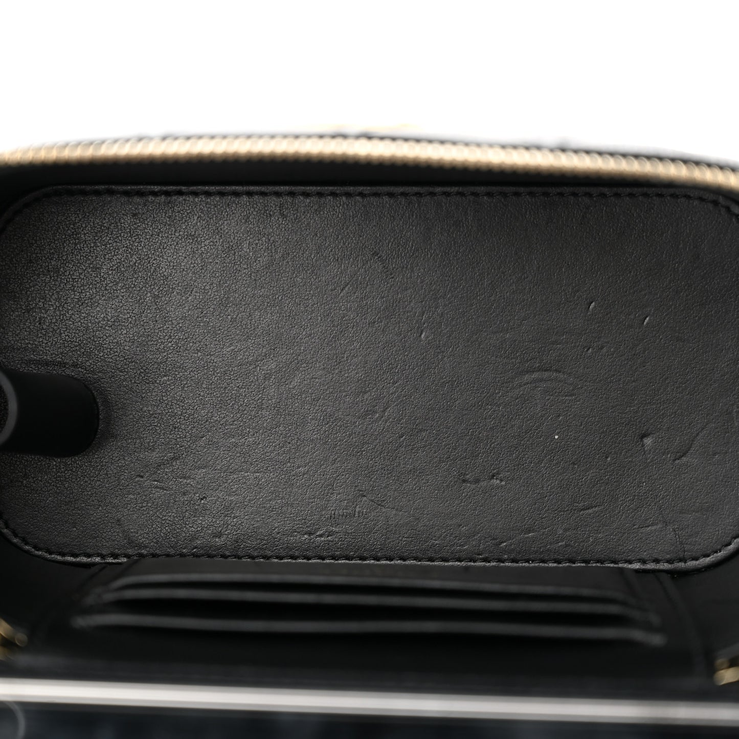 Shiny Caviar Quilted Pick Me Up Vanity Case Black
