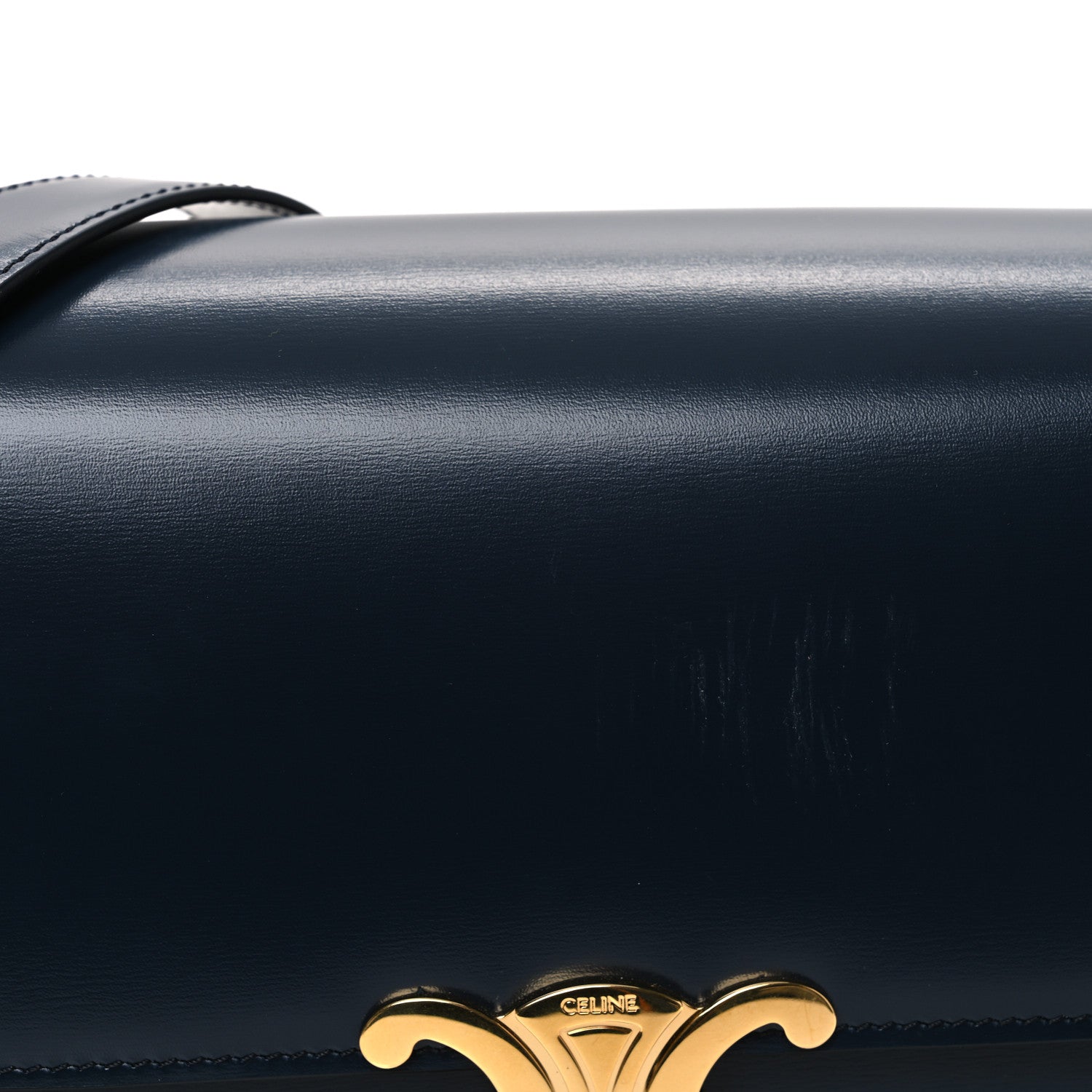 Celine Shiny Calfskin Medium Triomphe Navy Blue 9 of 13