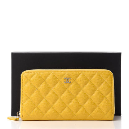 Chanel Caviar Quilted Large Gusset Zip Around Wallet Yellow 12 of 12
