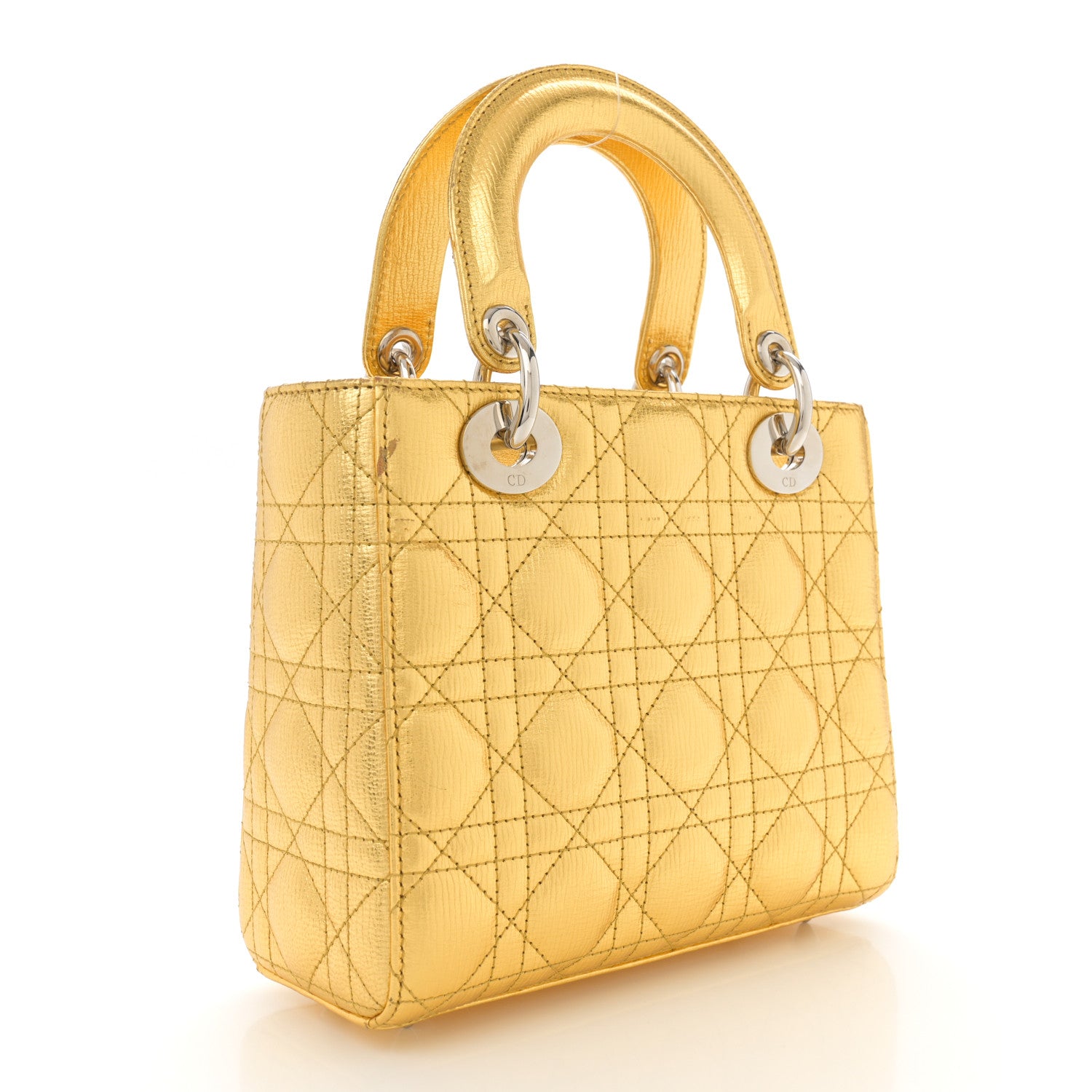Christian Dior Metallic Grained Calfskin Cannage Small Lucky Badges My Lady Dior Gold 3 of 13