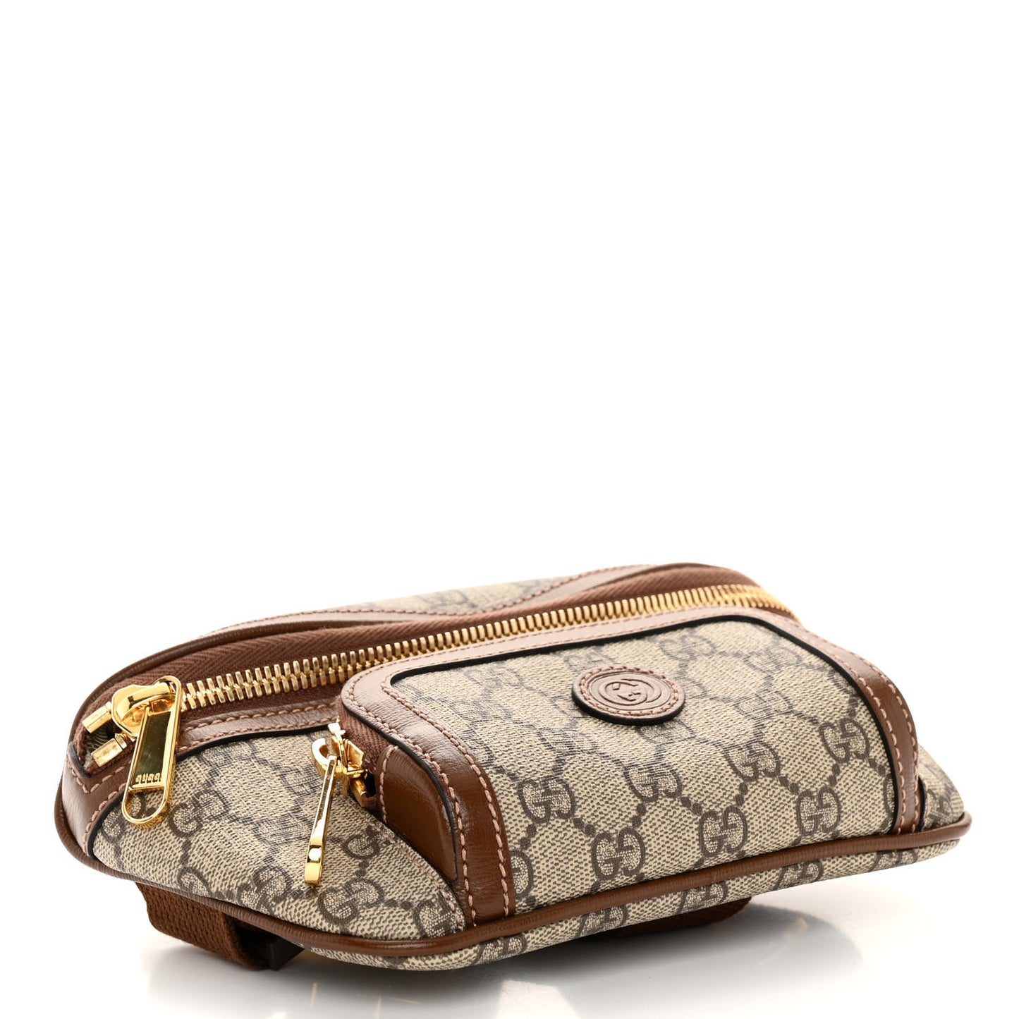 GG Supreme Monogram Textured Calfskin Retro Interlocking G Belt Bag Beige Ebony Brown Sugar