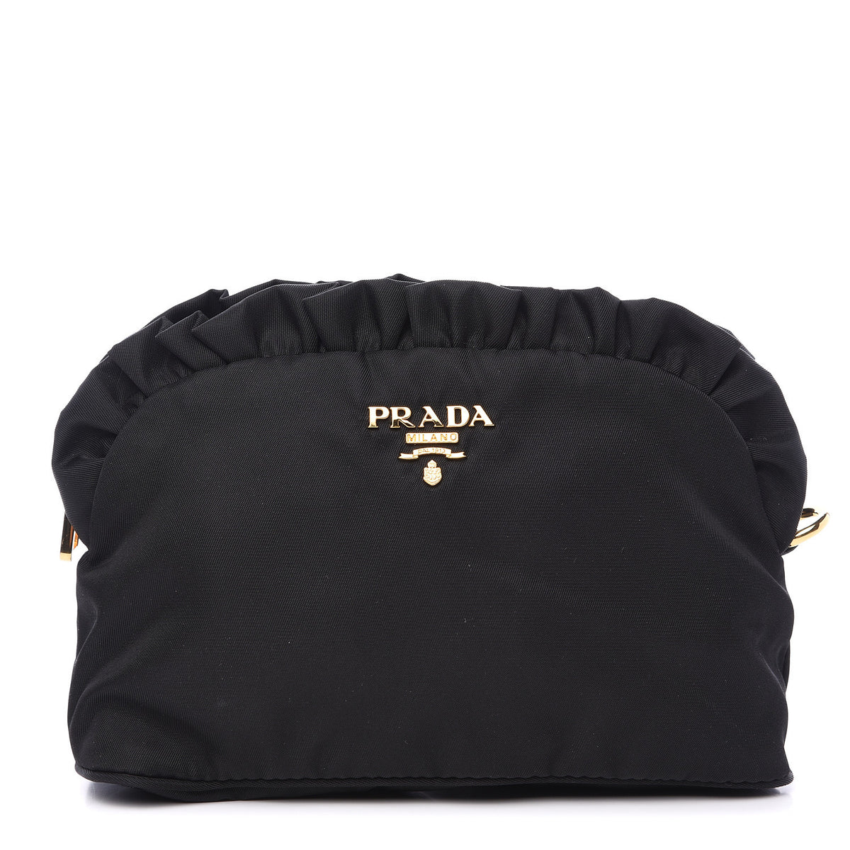 Prada Nylon Ruffle Cosmetic Pouch Black 1 of 9