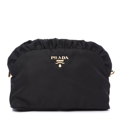 Prada Nylon Ruffle Cosmetic Pouch Black 1 of 9