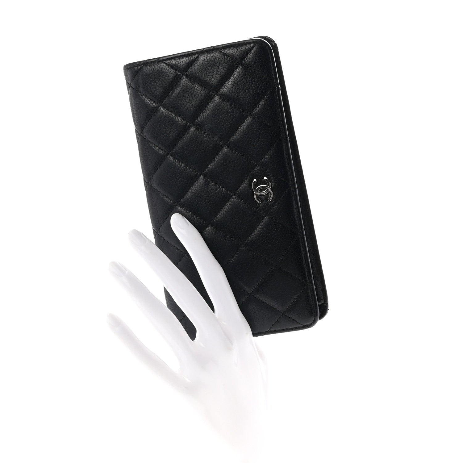 Chanel Caviar Quilted Yen Wallet Black 2 of 9
