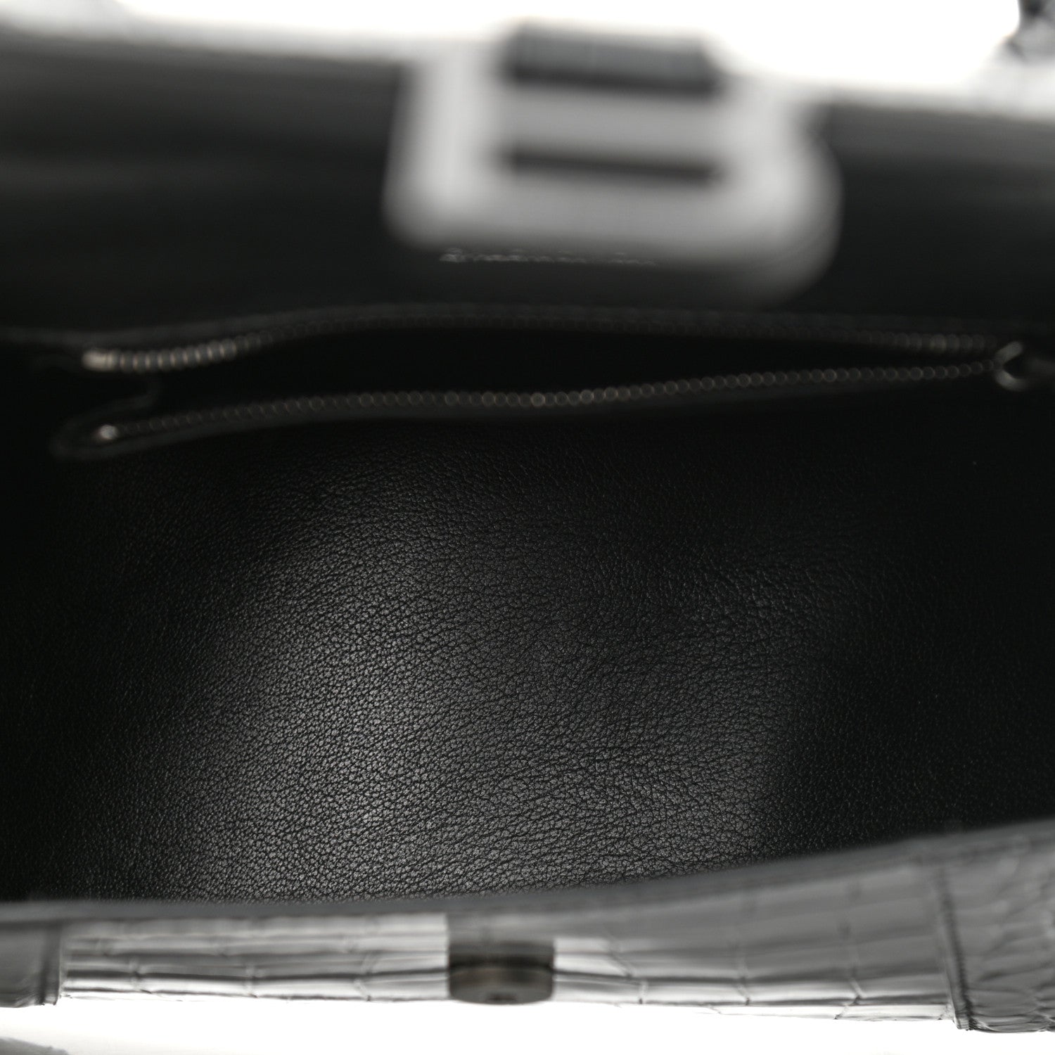 Balenciaga Shiny Calfskin Monochrome Crocodile Embossed Small Hourglass Top Handle Bag Black 5 of 8