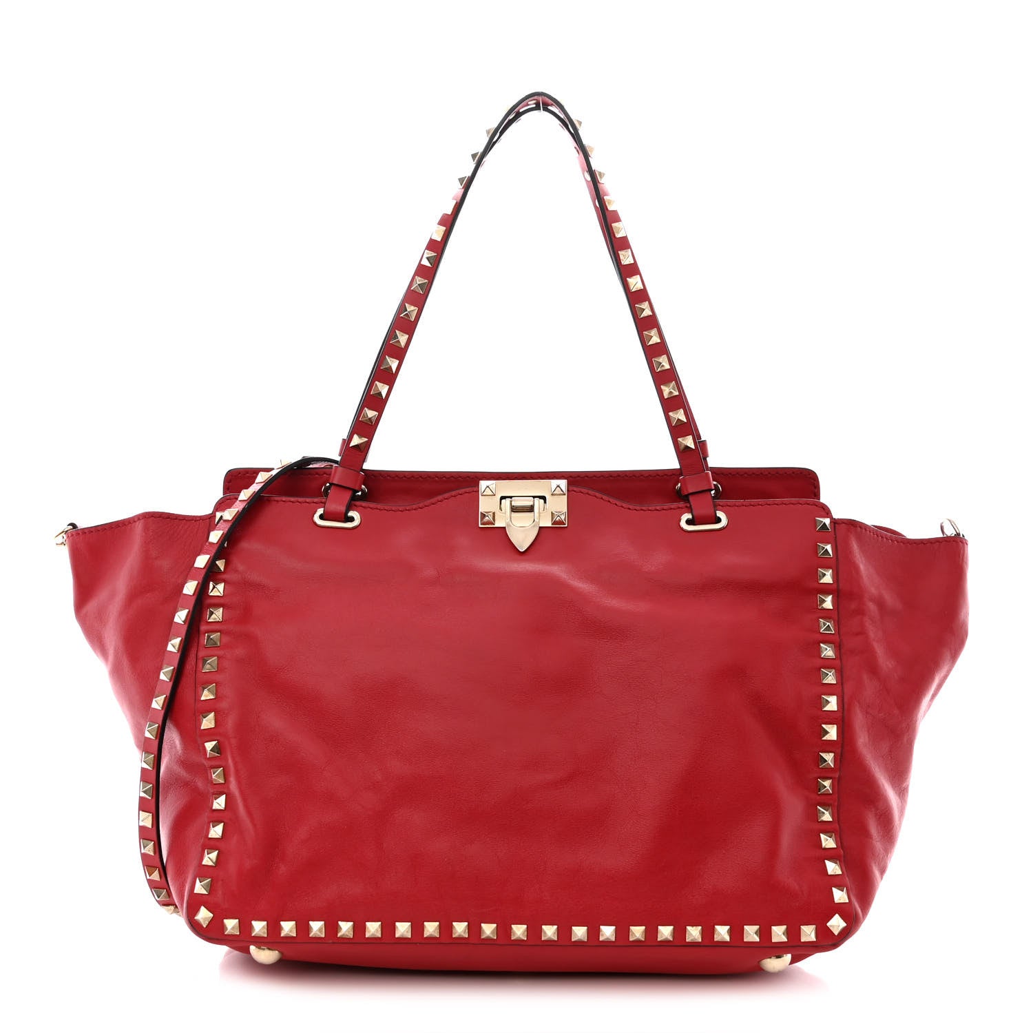 Valentino Garavani Vitello Medium Rockstud Tote Rosso Valentino 1 of 12