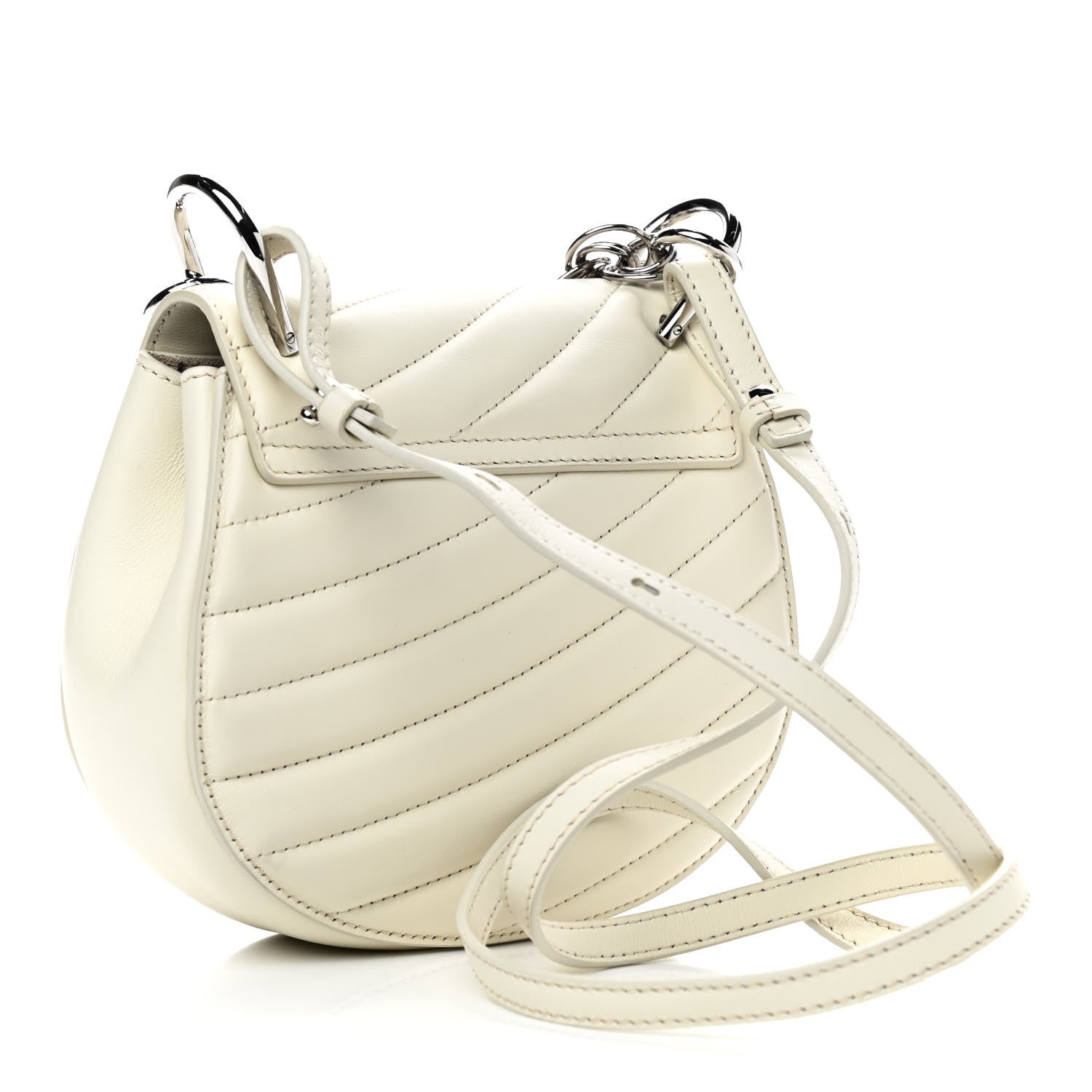 Chloe Calfskin Quilted Mini Drew Bijou Shoulder Bag Natural White 3 of 9