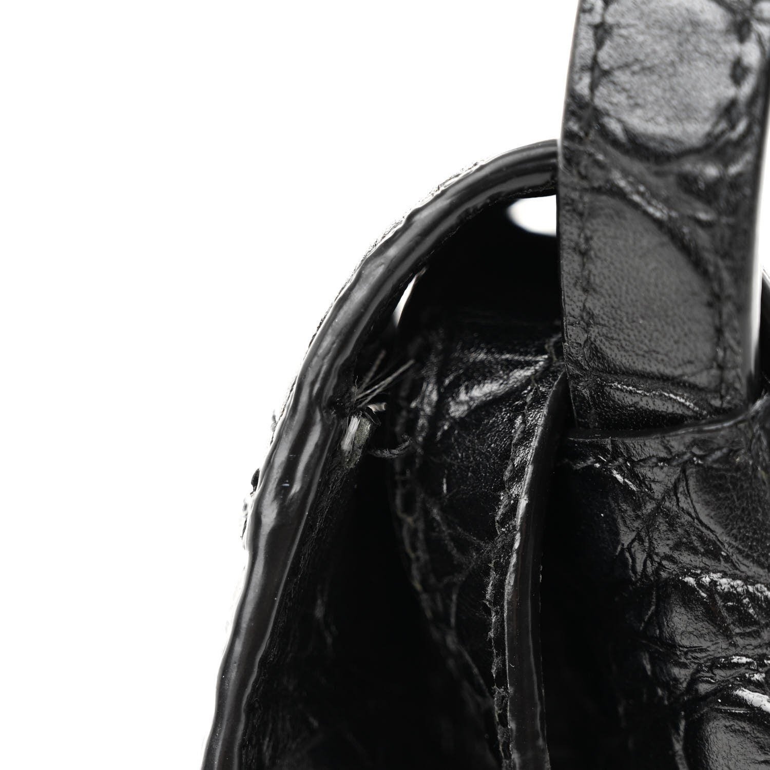Saint Laurent Calfskin Embossed Crocodile North South Kaia Satchel Black 10 of 15