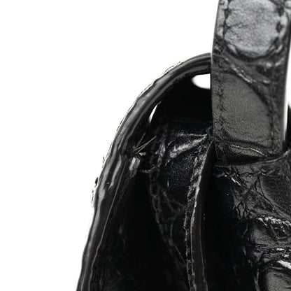 Saint Laurent Calfskin Embossed Crocodile North South Kaia Satchel Black 10 of 15