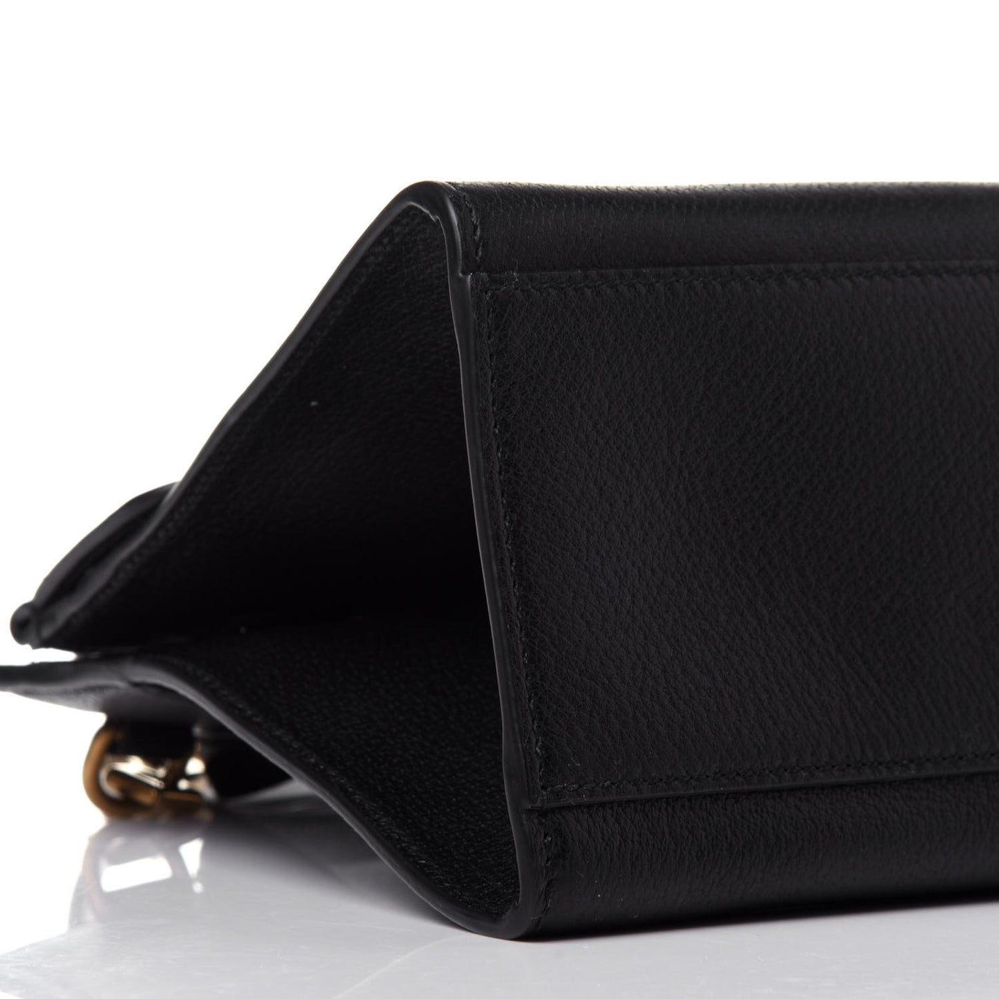 Grained Calfskin Web Crystal Butterfly Stripe Medium Totem Top Handle Bag Black