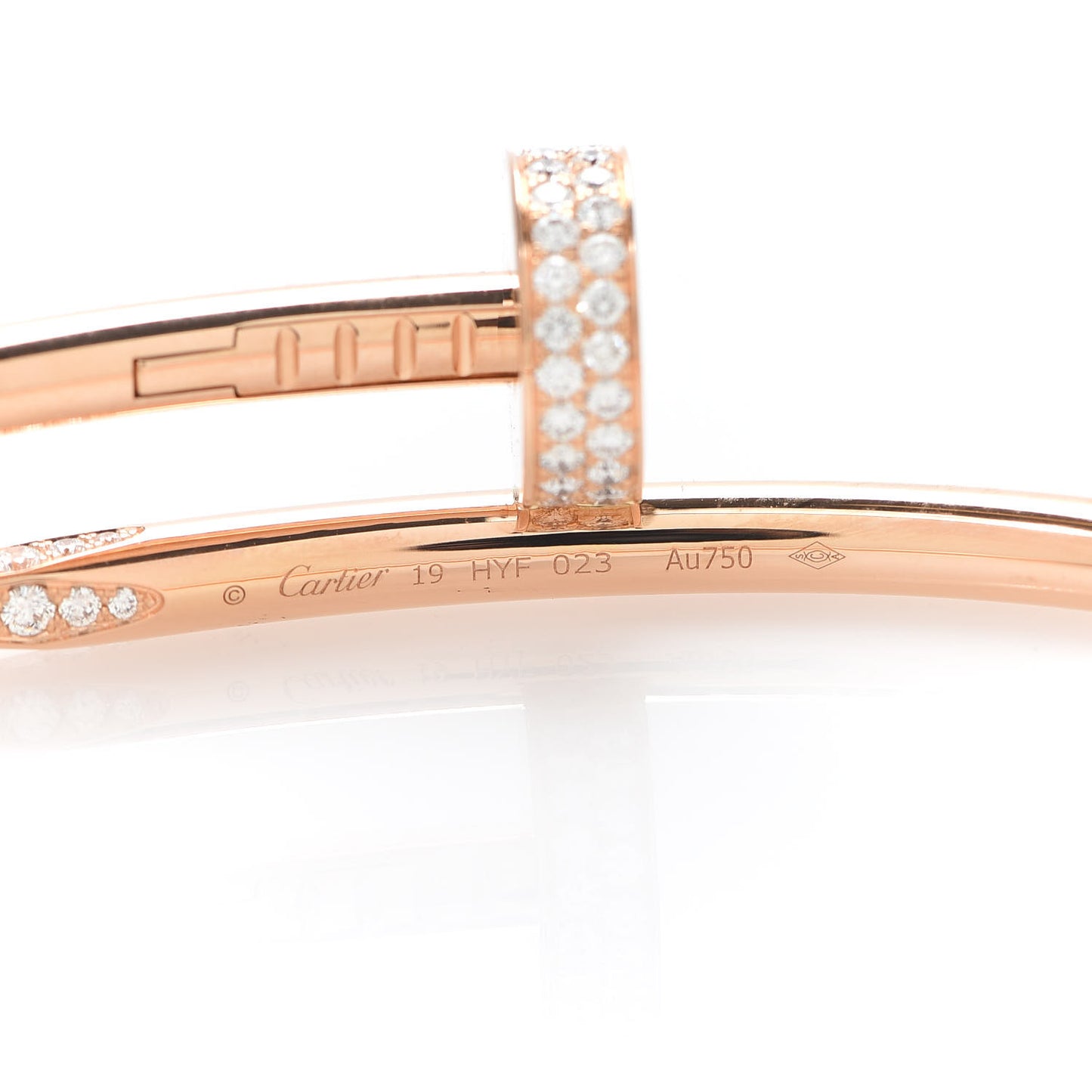 18K Pink Gold Diamond Juste Un Clou Paved Bracelet 19