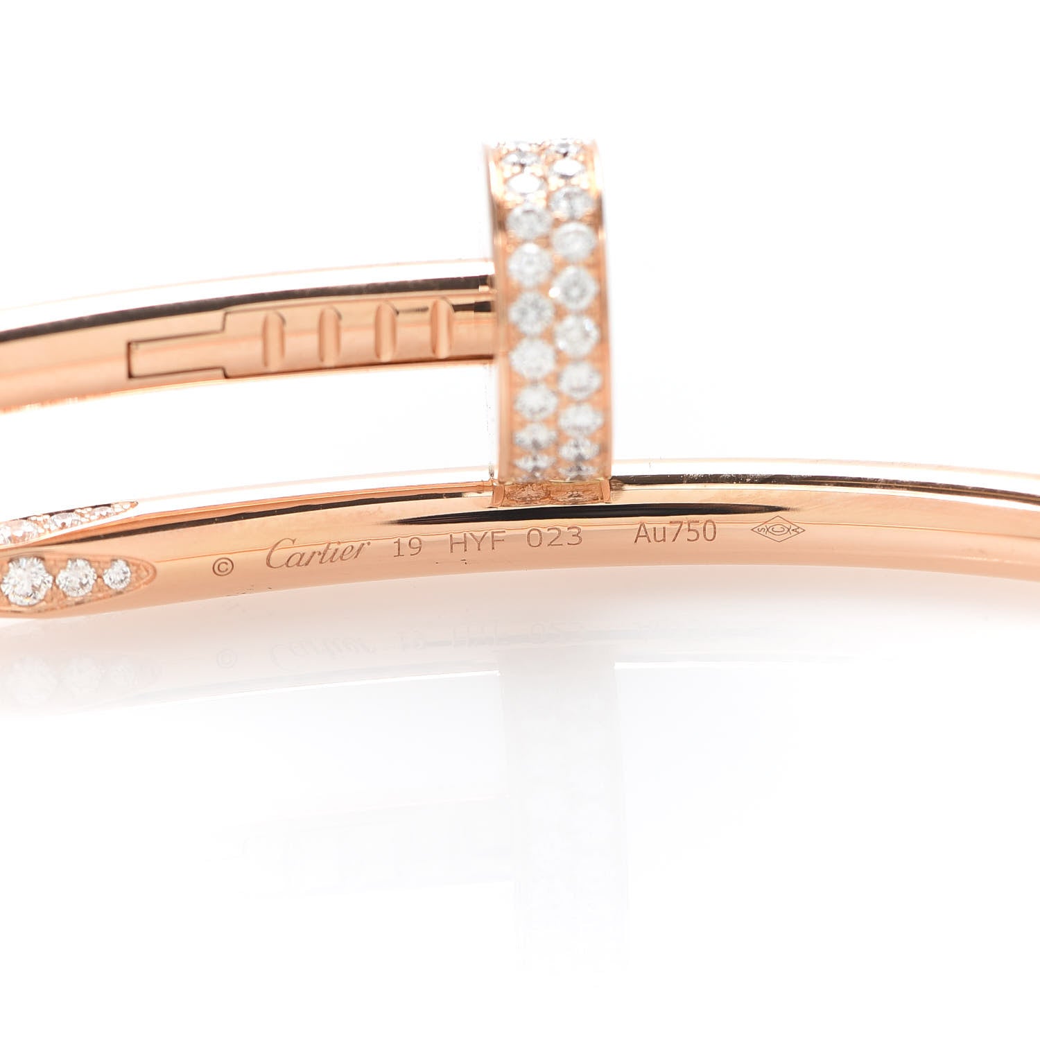 Cartier 18K Pink Gold Diamond Juste Un Clou Paved Bracelet 19 4 of 7