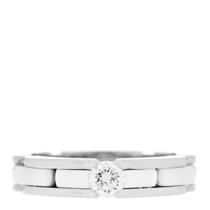 Chanel 18K White Gold Ceramic Diamond Slim Ultra Ring 48 4.5 White 1 of 6