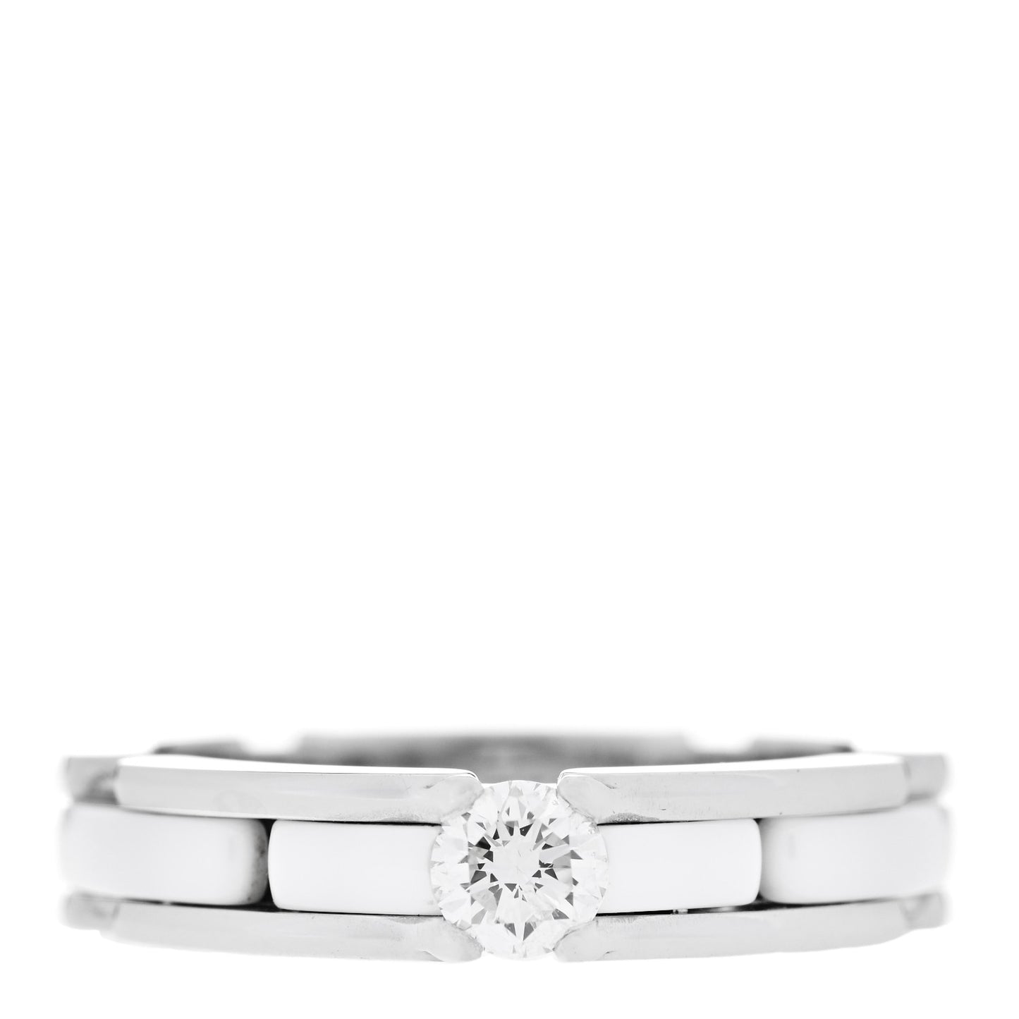 18K White Gold Ceramic Diamond Slim Ultra Ring 48 4.5 White