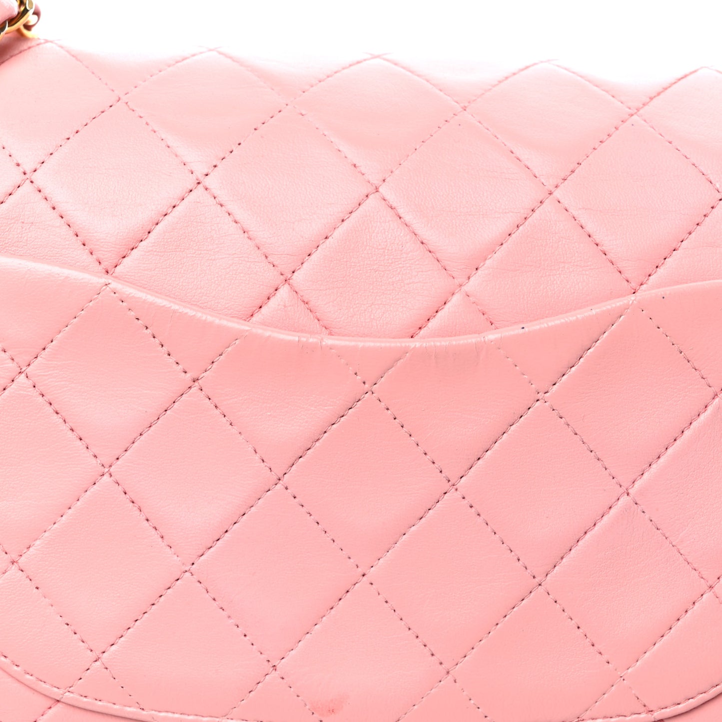 Lambskin Quilted Medium Double Flap Light Pink