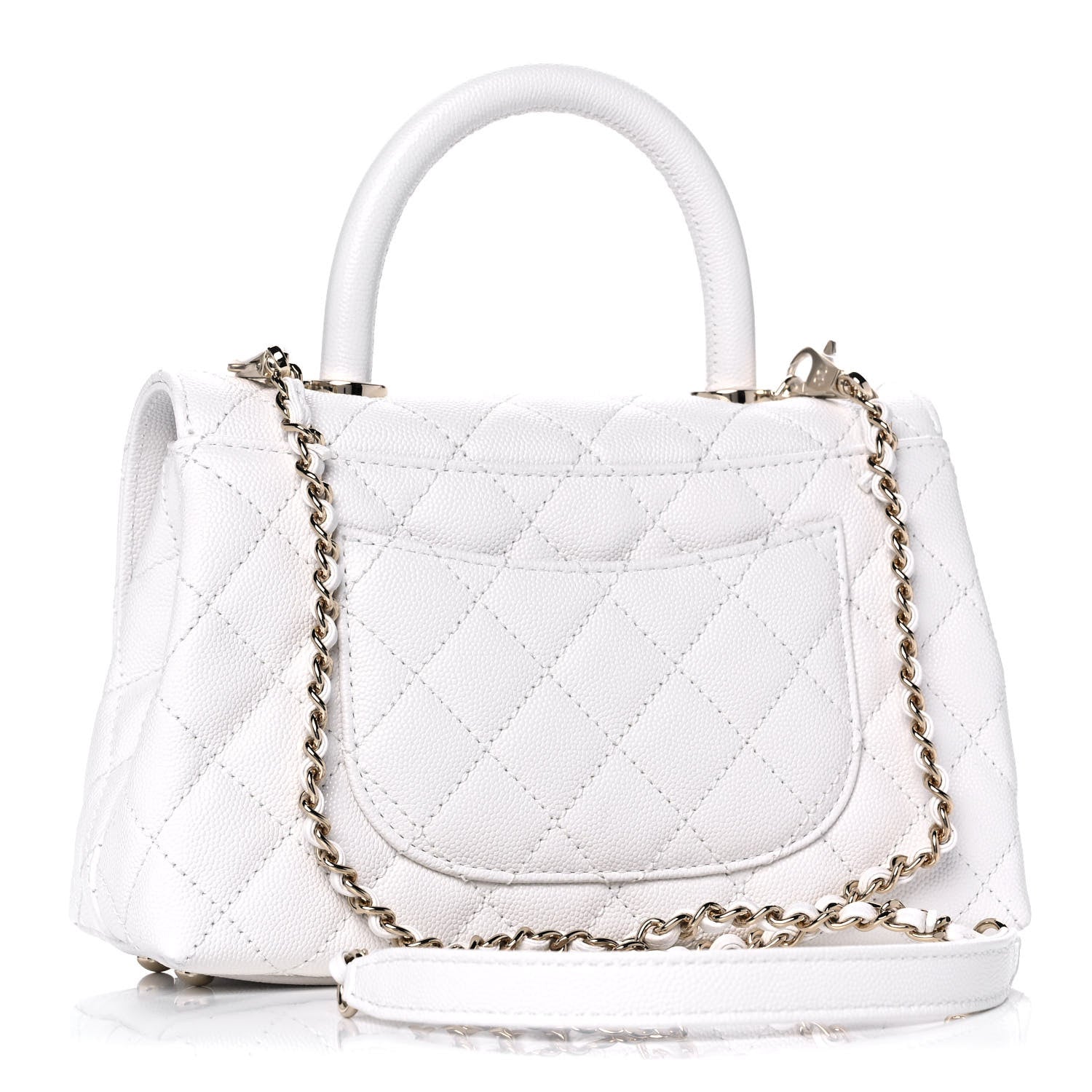Chanel Caviar Quilted Mini Coco Handle Flap White 4 of 12