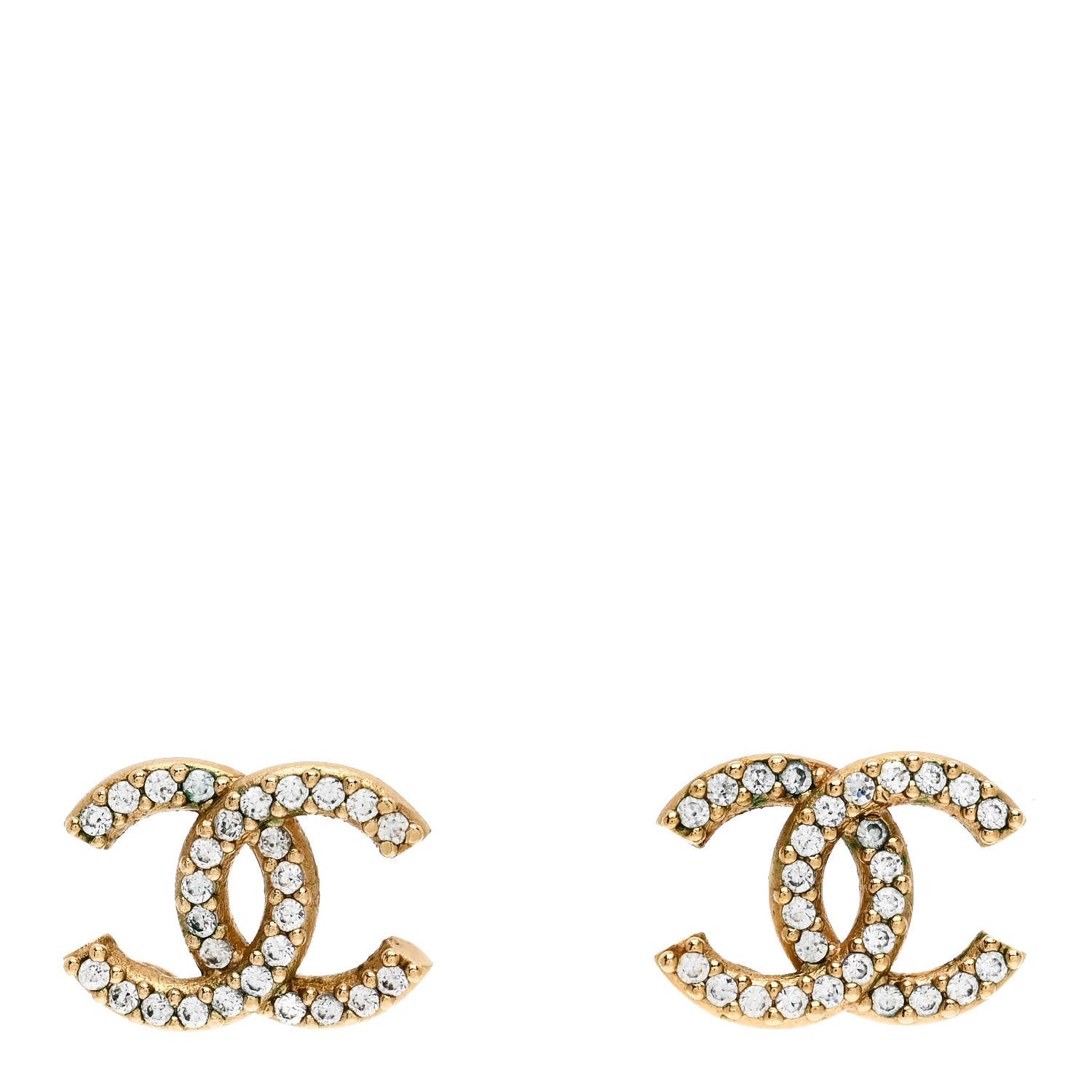 Chanel Crystal CC Earrings Gold 1 of 5