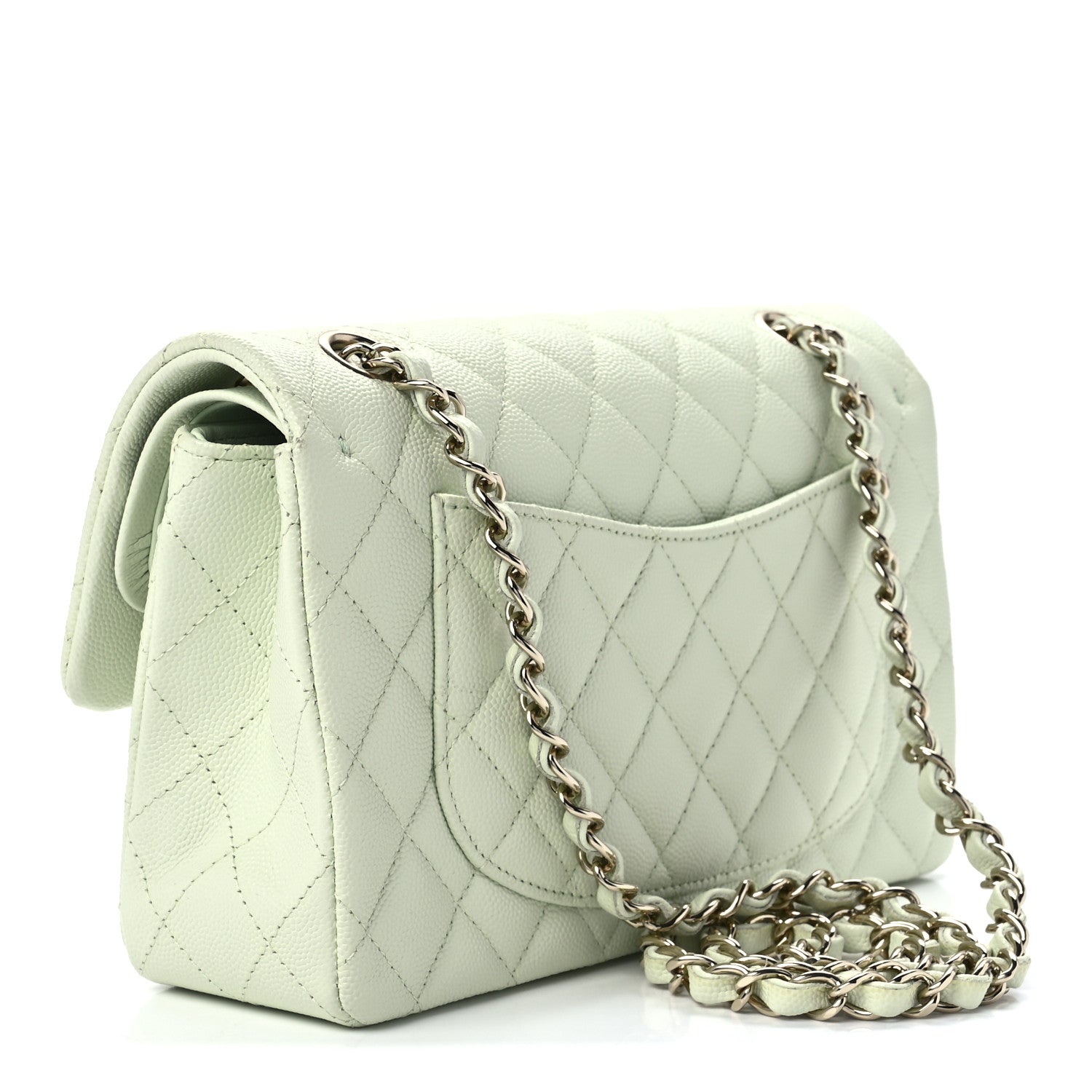 Chanel Caviar Quilted Small Double Flap Light Green 3 of 13
