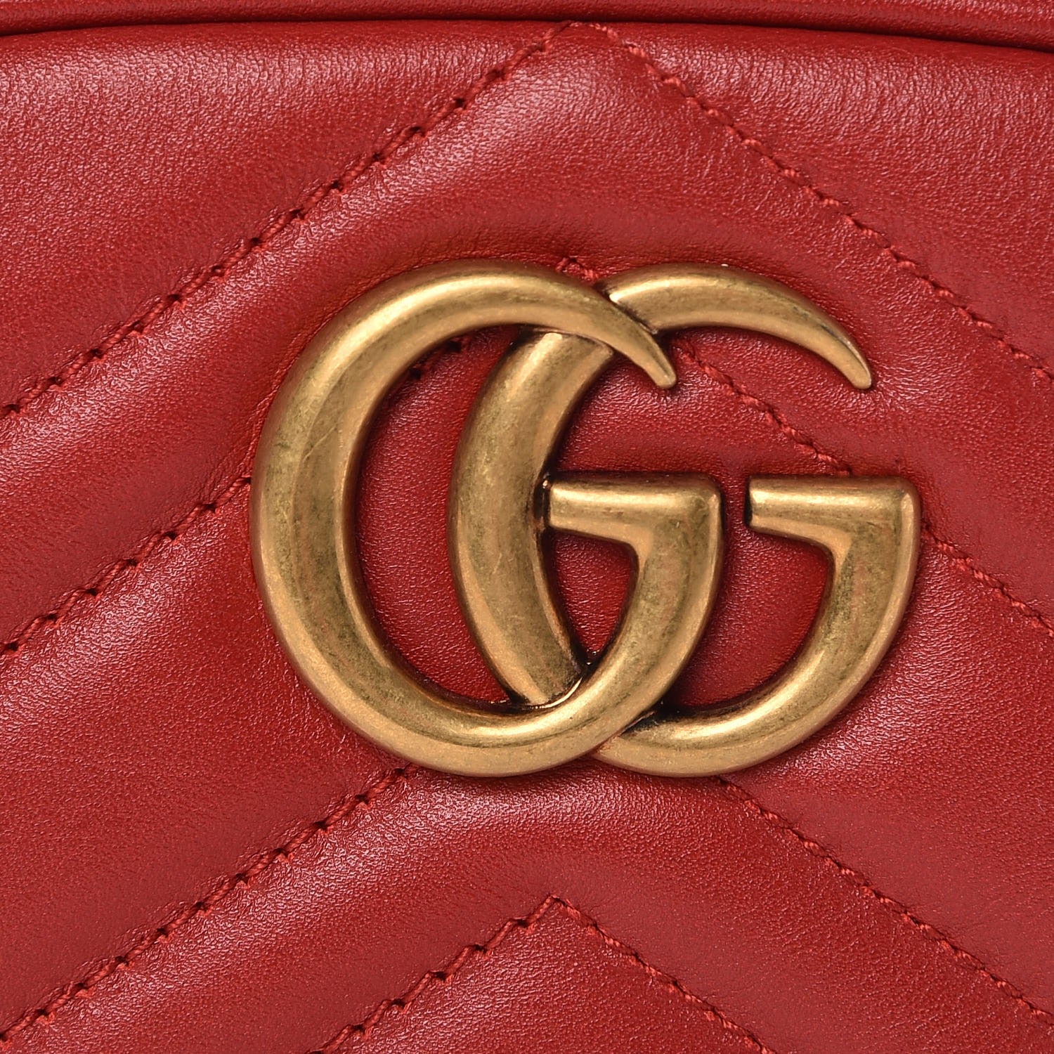 Gucci Calfskin Matelasse GG Marmont Belt Bag 75 30 Hibiscus Red 8 of 10