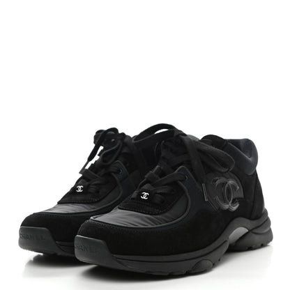 Chanel Suede Calfskin Mixed Fibers CC Sneakers 37 Black 3 of 9