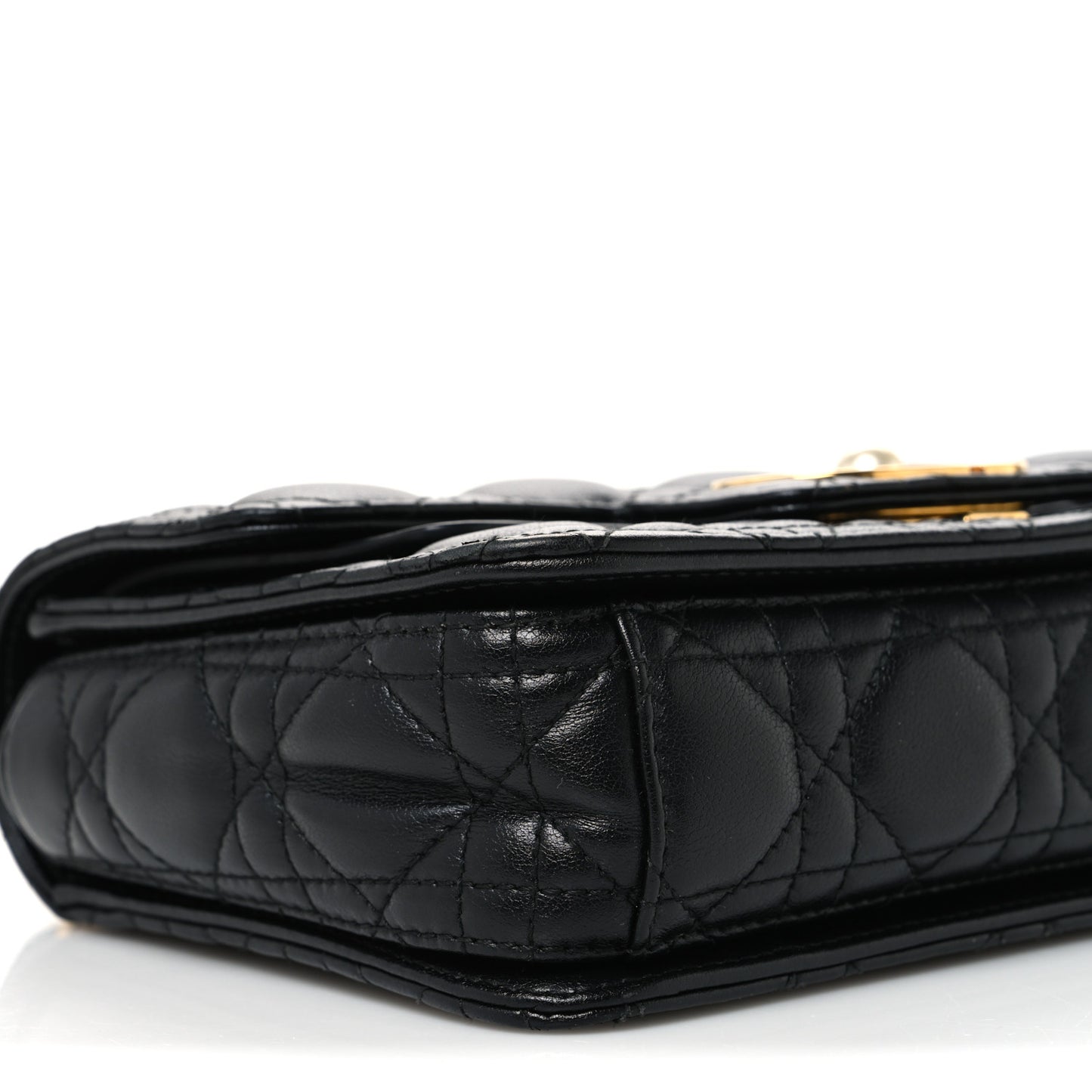 Calfskin Cannage Small Dior Jolie Top Handle Black