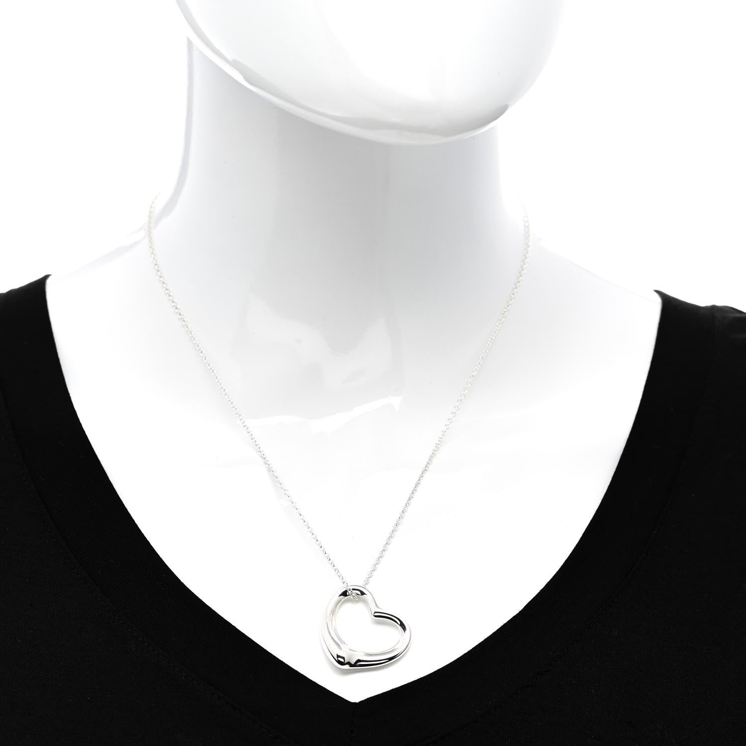 Tiffany Sterling Silver 27mm Elsa Peretti Open Heart Pendant Necklace 2 of 6