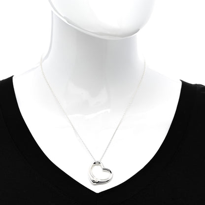 Tiffany Sterling Silver 27mm Elsa Peretti Open Heart Pendant Necklace 2 of 6