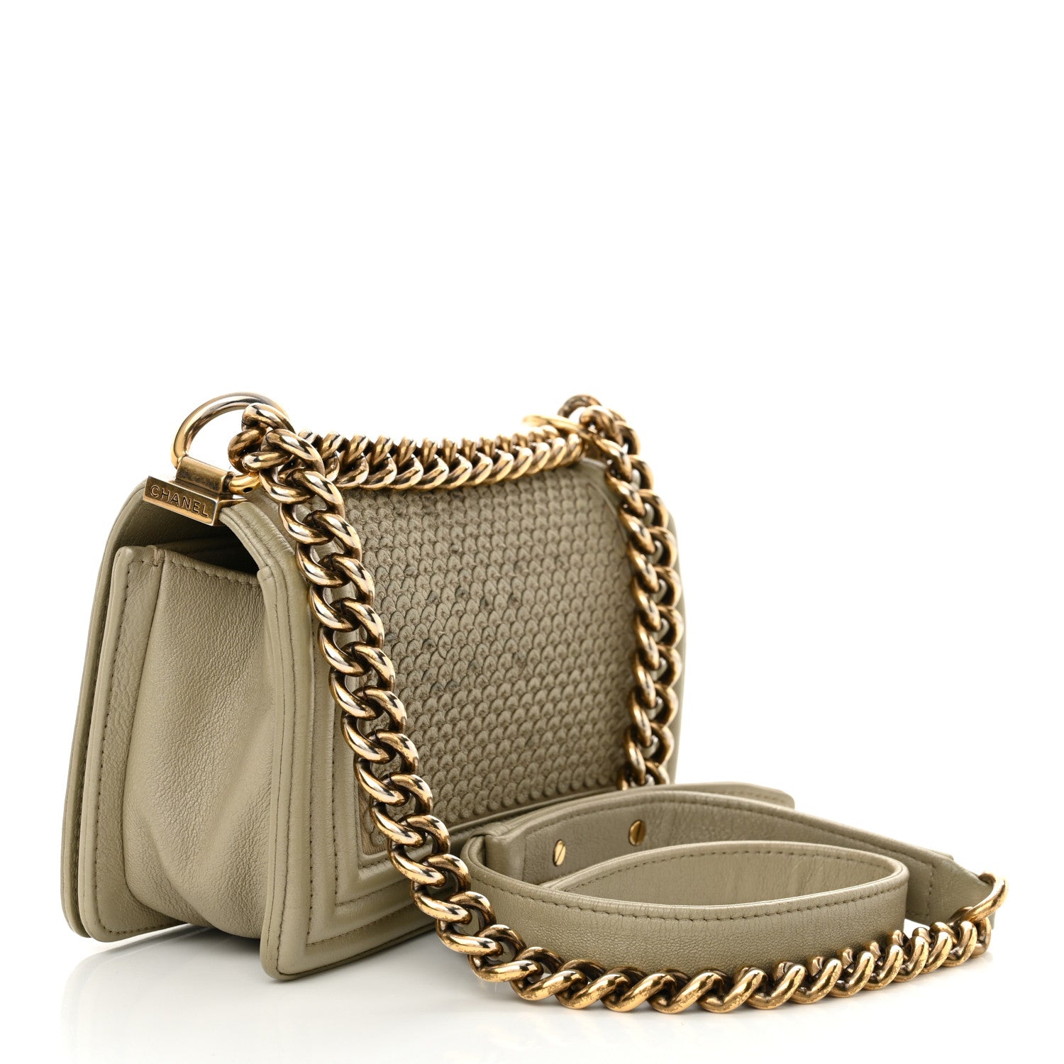 Chanel Metallic Lambskin Small Scaled Boy Flap Gold 3 of 12