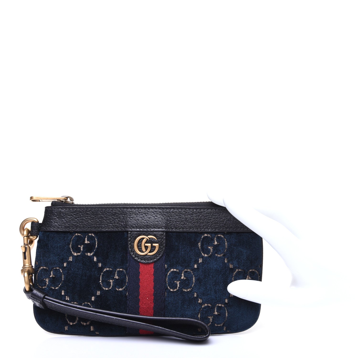 Gucci Velvet GG Monogram Textured Calfskin Web Smartphone Case Blue Beige Black 2 of 10