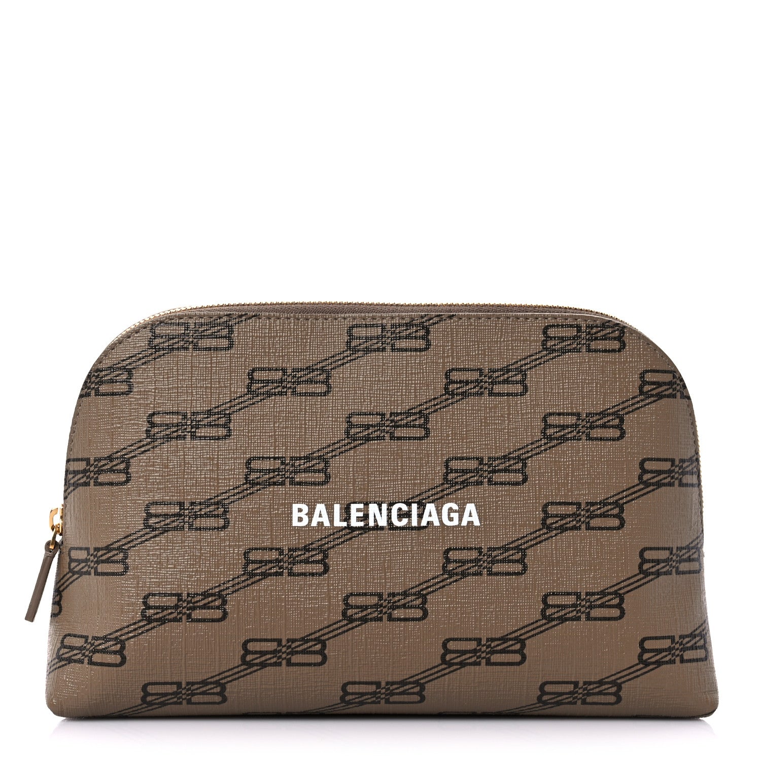 Balenciaga Coated Canvas BB Monogram Signature Toiletry Pouch Beige Brown 1 of 9