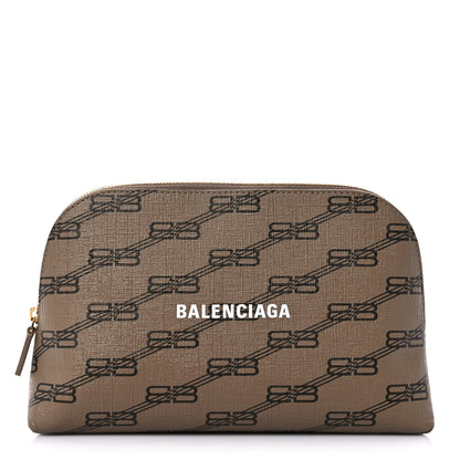Balenciaga Coated Canvas BB Monogram Signature Toiletry Pouch Beige Brown 1 of 9