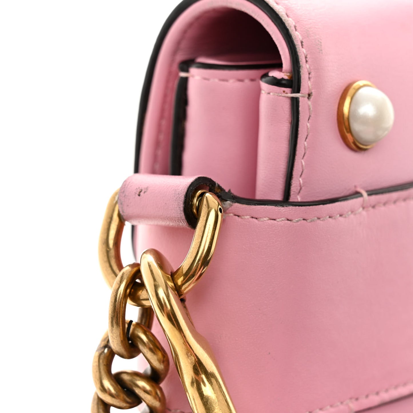 Nappa Pearl Studded Mini Queen Margaret Broadway Shoulder Bag Sugar Pink
